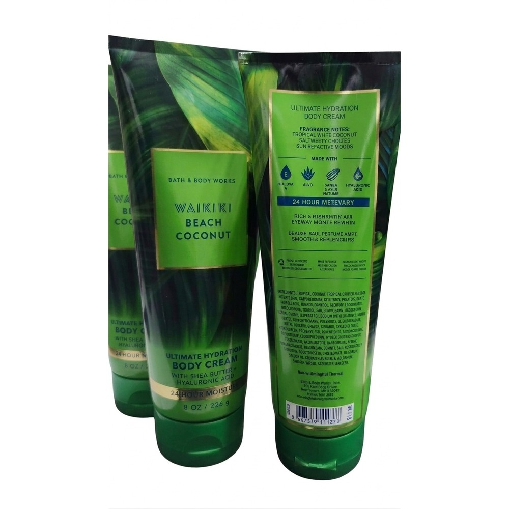 Bath & Body Works Waikiki Beach Coconut Ultimate Hydration Body Cream 8oz(Lot 2)